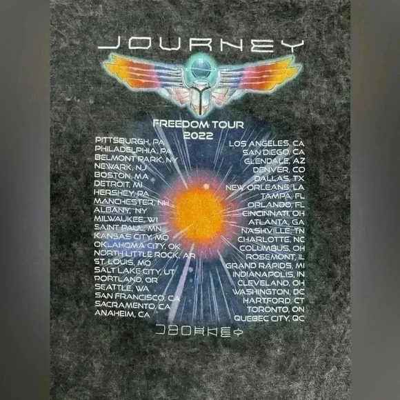 Journey Freedom Tour 2022 Tee Tie Dye Acid Wash Black T-Shirt Short Sleeve XXL - Picture 4 of 9